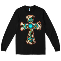 Black cowhide gemstone  cross Long Sleeve Tee - JahusDesignShop