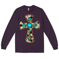 Plum cowhide gemstone  cross Long Sleeve Tee - JahusDesignShop