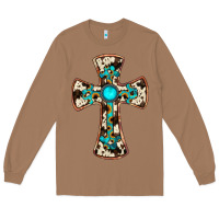 Toasted Coconut cowhide gemstone  cross Long Sleeve Tee - JahusDesignShop
