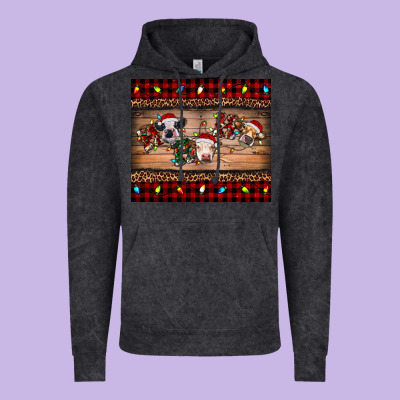 Hohoho Christmas Cows Vintage Hoodie Designed By Ranaportraitstore