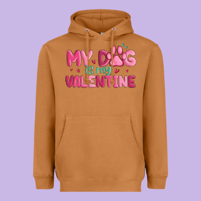 My Dog Is My Valentine Heavyweight Hoodie Designed By Maliassmallbusiness