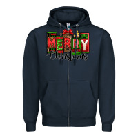 Navy merry christmas license plate letters Zipper Hoodie - Jasminsmagicworld