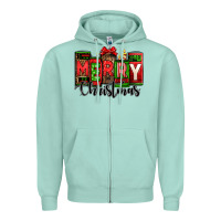 Seafoam merry christmas license plate letters Zipper Hoodie - Jasminsmagicworld