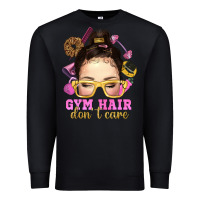 Black messy bun gym hair dont care Premium Sweatshirt - NancyCooperArtShop