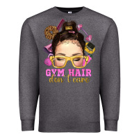 Charcoal Heather messy bun gym hair dont care Premium Sweatshirt - NancyCooperArtShop