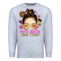Heather Grey messy bun gym hair dont care Premium Sweatshirt - NancyCooperArtShop