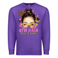 Purple messy bun gym hair dont care Premium Sweatshirt - NancyCooperArtShop