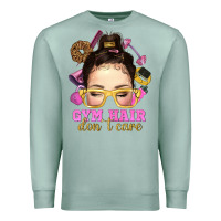 Seafoam messy bun gym hair dont care Premium Sweatshirt - NancyCooperArtShop