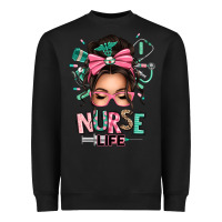Black afro messy bun nurse life Heavyweight Sweatshirt - texasbilliewilder