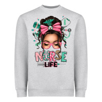 Afro Messy Bun Nurse Life Heavyweight Sweatshirt | Teevron