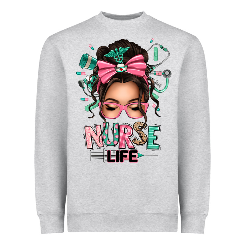 Afro Messy Bun Nurse Life Heavyweight Sweatshirt by texasbilliewilder | Teevron