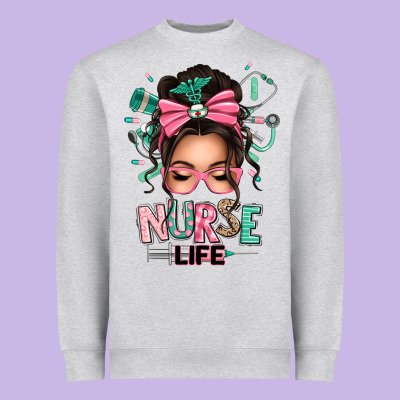 Afro Messy Bun Nurse Life Heavyweight Sweatshirt Designed By Texasbilliewilder