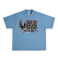 Pebble Blue american woman Urban Heavy Tee - CowhideDigitalArt