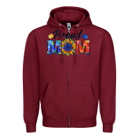 Burgundy proud mom autism Zipper Hoodie - BarkalooDesign