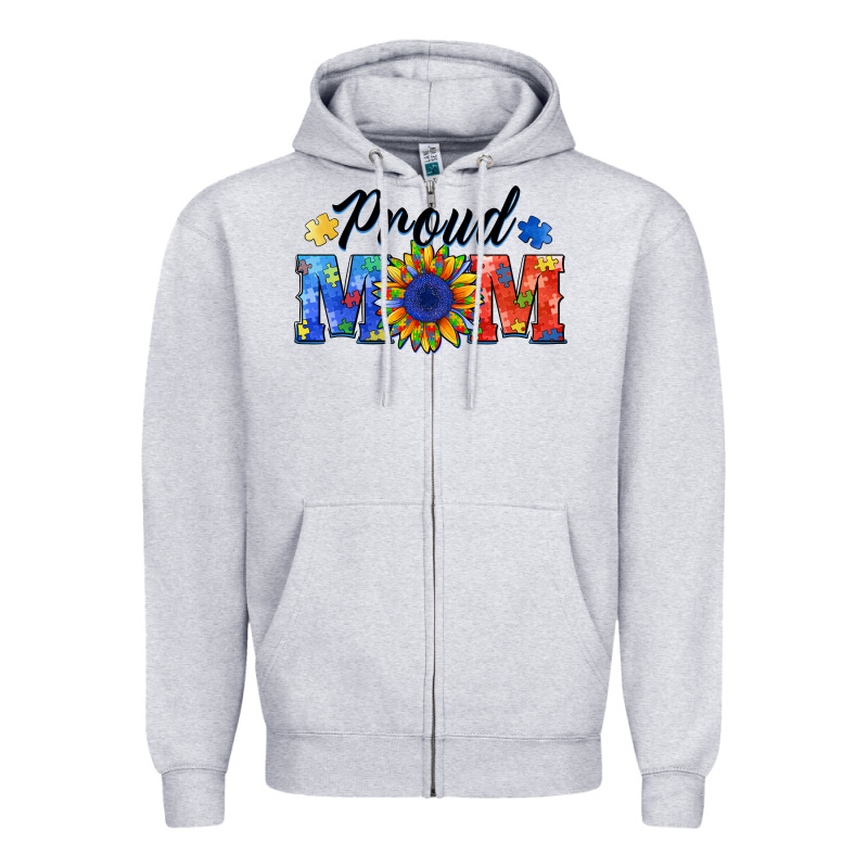 Proud Mom Autism Zipper Hoodie by BarkalooDesign | Teevron