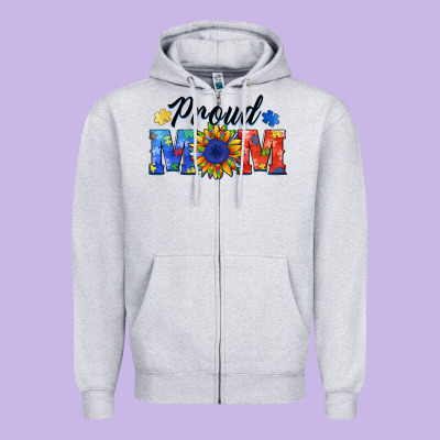 Proud Mom Autism Zipper Hoodie Designed By Barkaloodesign