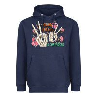 Navy good energy is contagious Heavyweight Hoodie - MaliasSmallBusiness