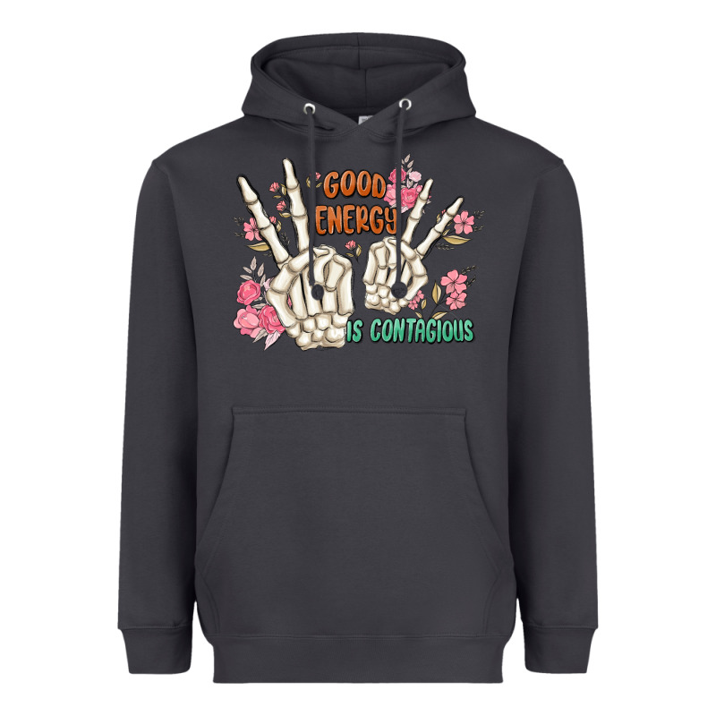 Good Energy Is Contagious Heavyweight Hoodie by MaliasSmallBusiness | Teevron