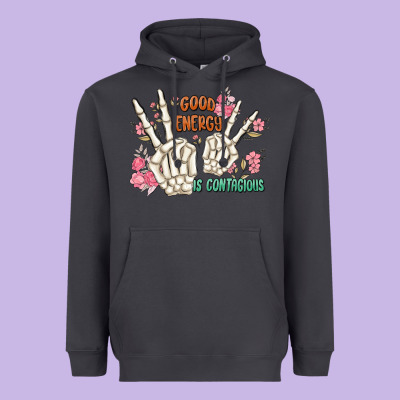 Good Energy Is Contagious Heavyweight Hoodie Designed By Maliassmallbusiness