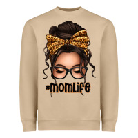 Caucasian Leopard Messy Bun Mom Life Heavyweight Sweatshirt | Teevron