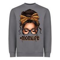 Storm caucasian leopard messy bun mom life Heavyweight Sweatshirt - texasbilliewilder