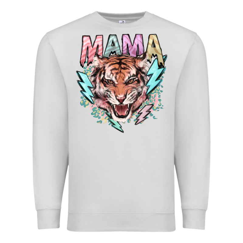 Mama Tiger Lightning Bolt Premium Sweatshirt by NancyCooperArtShop | Teevron