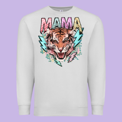 Mama Tiger Lightning Bolt Premium Sweatshirt Designed By Nancycooperartshop