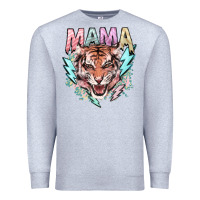 Heather Grey mama tiger lightning bolt Premium Sweatshirt - NancyCooperArtShop