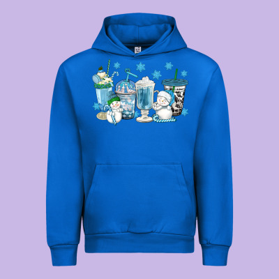 Winter Snowman Coffee Cups Urban Hoodie Designed By Texasbilliewilder