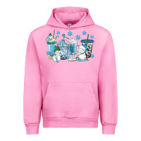 Fuchsia Pink winter snowman coffee cups Urban Hoodie - texasbilliewilder