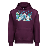 Mauve Wine winter snowman coffee cups Urban Hoodie - texasbilliewilder