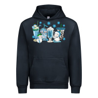 Navy winter snowman coffee cups Urban Hoodie - texasbilliewilder