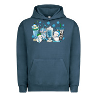 Pigment Midnight Navy winter snowman coffee cups Urban Hoodie - texasbilliewilder