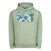 Pigment Oil Green winter snowman coffee cups Urban Hoodie - texasbilliewilder