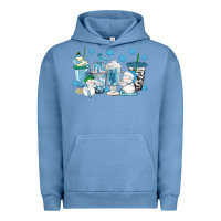 Pigment Pebble Blue winter snowman coffee cups Urban Hoodie - texasbilliewilder
