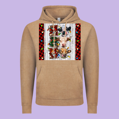 Ho Ho Ho Christmas Cow Vintage Hoodie Designed By Ranaportraitstore