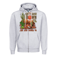 Heather Grey aintgoin down til the sun comes up desert Zipper Hoodie - NancyCooperArtShop