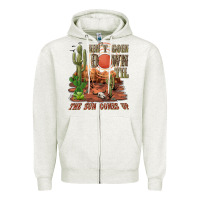 Oatmeal Heather aintgoin down til the sun comes up desert Zipper Hoodie - NancyCooperArtShop