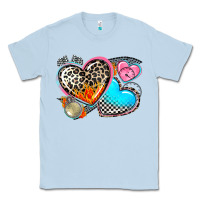 Dusty Blue western leopard  racing  hearts Classic Tee - AdoDesignShop