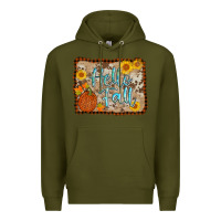 Army Green hello fall Premium Hoodie - AdoDesignShop