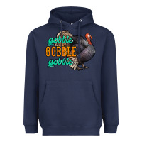 Navy Thanksgiving turkey gobble gobble Heavyweight Hoodie - NancyCooperArtShop