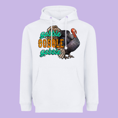 Thanksgiving Turkey Gobble Gobble Heavyweight Hoodie Designed By Nancycooperartshop