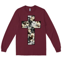 Burgundy cowhide cross Long Sleeve Tee - JahusDesignShop
