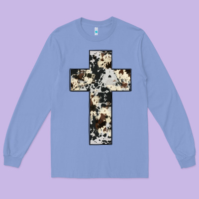 Cowhide Cross Long Sleeve Tee Designed By Jahusdesignshop