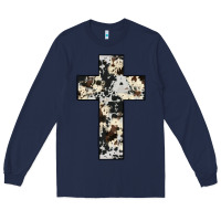 Navy cowhide cross Long Sleeve Tee - JahusDesignShop