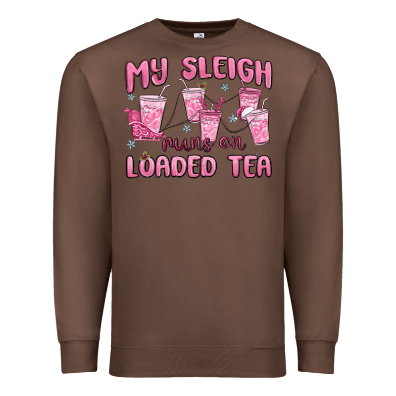 My Sleigh Runs On Loaded Tea Premium Sweatshirt by MaliasSmallBusiness | Teevron