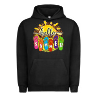 Pigment Black hello summer with flip flops Urban Hoodie - NancyCooperArtShop