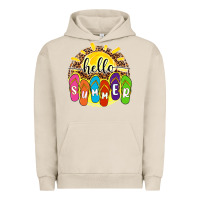 Pigment French Oak hello summer with flip flops Urban Hoodie - NancyCooperArtShop