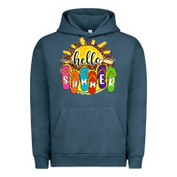 Pigment Midnight Navy hello summer with flip flops Urban Hoodie - NancyCooperArtShop