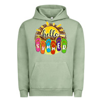 Pigment Oil Green hello summer with flip flops Urban Hoodie - NancyCooperArtShop